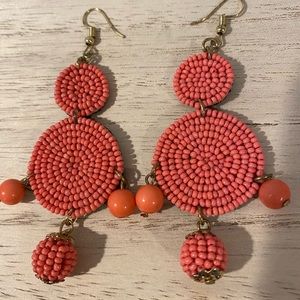 Anthropologie Coral Beaded Earrings